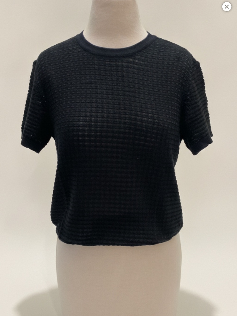 Armani Collezioni Black Short-Sleeve Textured Crew Top